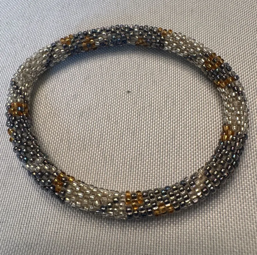Handmade Silver and Gold Seed Bead Bracelet