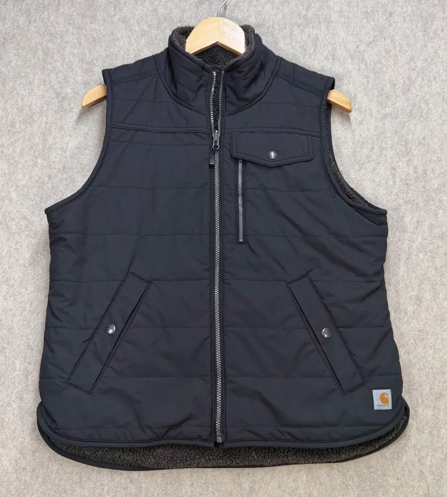 Carhartt Womens Utility Sherpa-Lined Reversible Vest M Blue/Gray Gorpcore Rugged