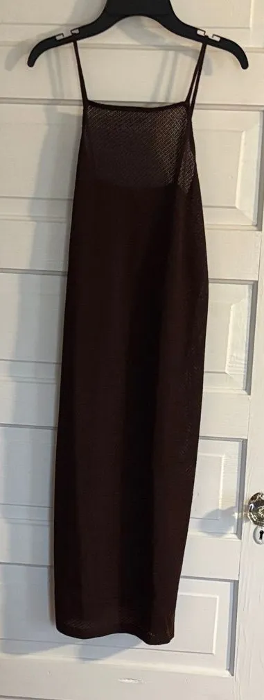 Zara Elegant Brown Spaghetti Strap Cover Up Dress