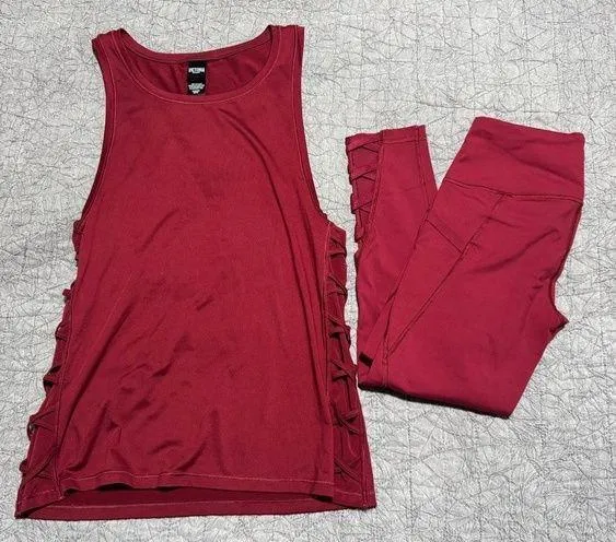 KNOCKOUT BY VICTORIA'S SECRET SPORT Capri Tank VS Matching Set Burgandy Red XS