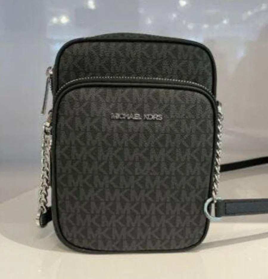 Michael Kors Black Jet Set Medium NS Chain Flight Bag