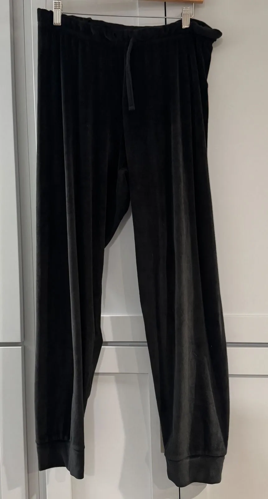 Juicy Couture Black Velour Rhinestone Logo Joggers Sleepwear Pants Womens Medium