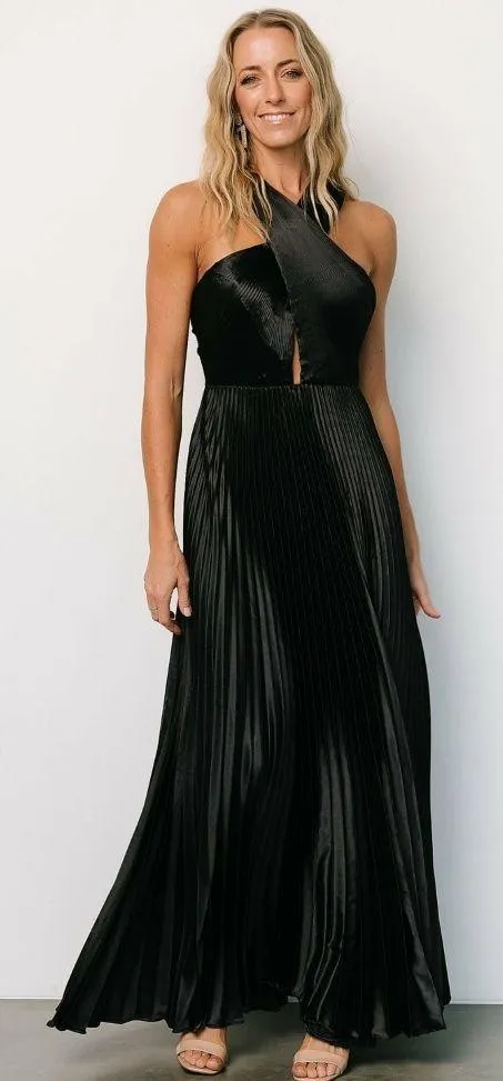 Baltic Born Black Sandra Pleated Maxi Dress