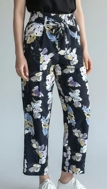 NWT Jules & Leopold Ankle Pants 1X Navy Floral Pull On Peg Leg Spring Office