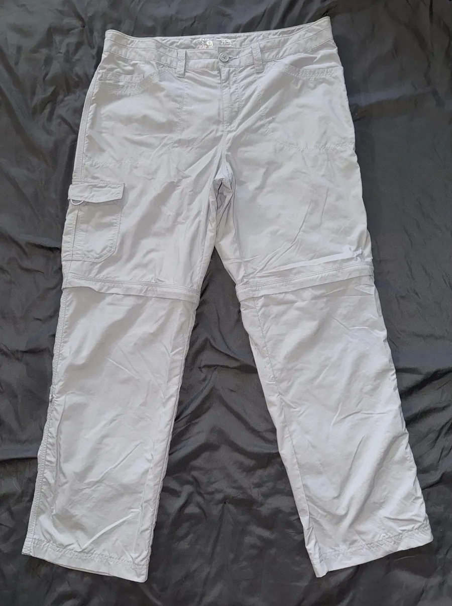 Mountain Hardwear Women's Cargo Pants Gray Convertible Nylon Ripstop Size 14