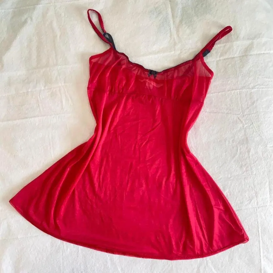 Red Sheer Milkmaid Camisole Top