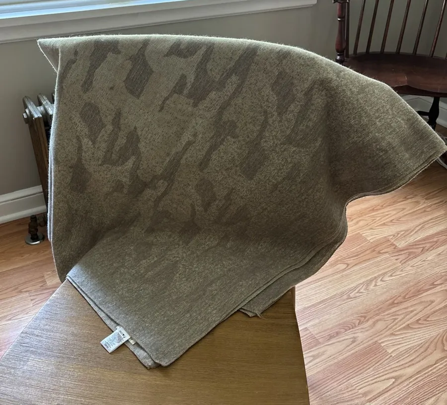 Anthropologie Clara Camo Wrap Scarf Grey 53" sq