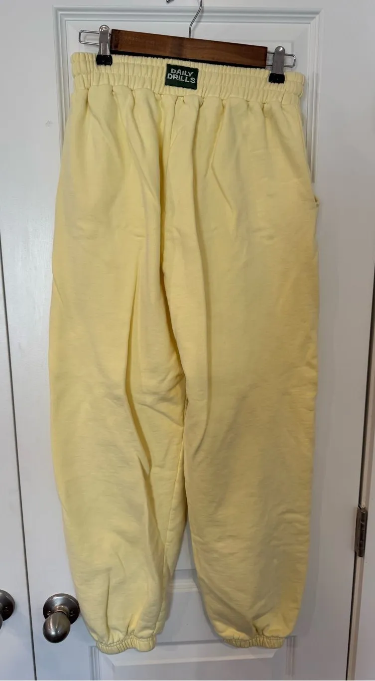 Daily Drills Yellow Henley Fleece Elastic-Waist Sweatpants