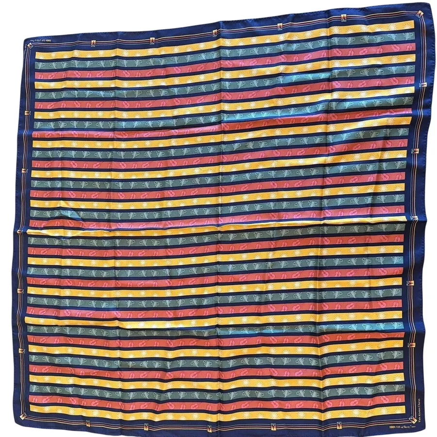 Yale Alumni Chorus Scarf Multicolor 2004 Gift of Song Tour Silk Striped Blue