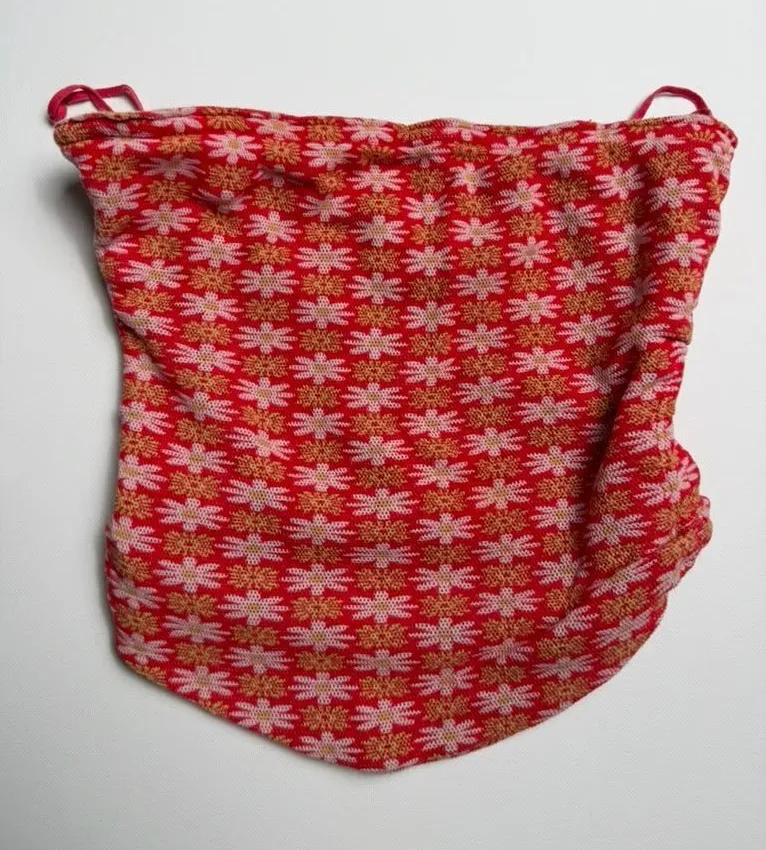 Free People Boulevard Red Floral Cotton Knit Retro Hippie Boho Tube Top