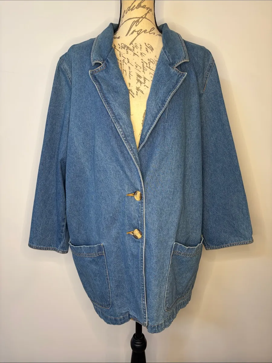 Gitano vintage 80’s 90’s oversized denim blazer L/XL see measurements no tags Blue