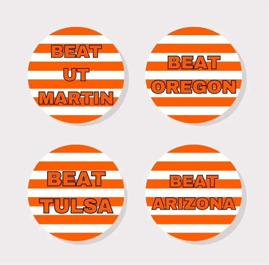 Striped OSU Game Day Button Orange