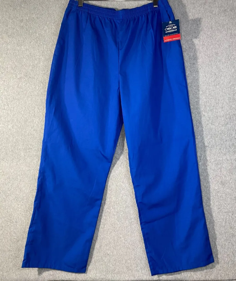 Cherokee Workwear Scrub Pants Unisex Medium Royal Blue Nurse Healthcare NWT