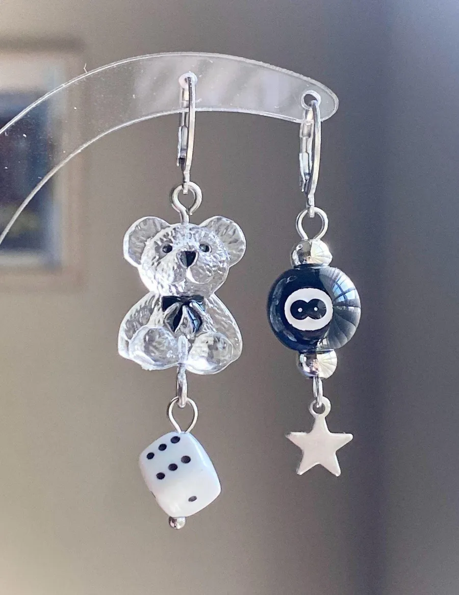 Handmade y2k retro kawaii funky style dangle earrings