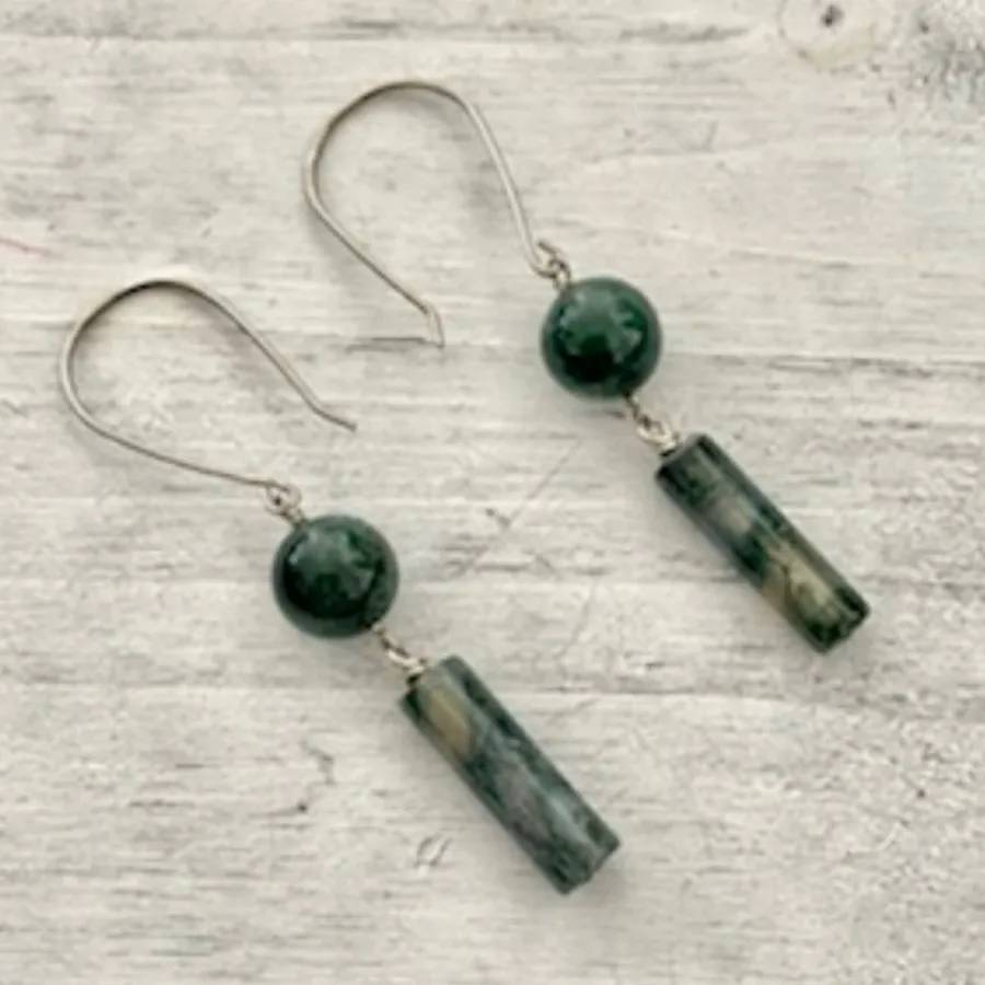 Green moss agate earrings