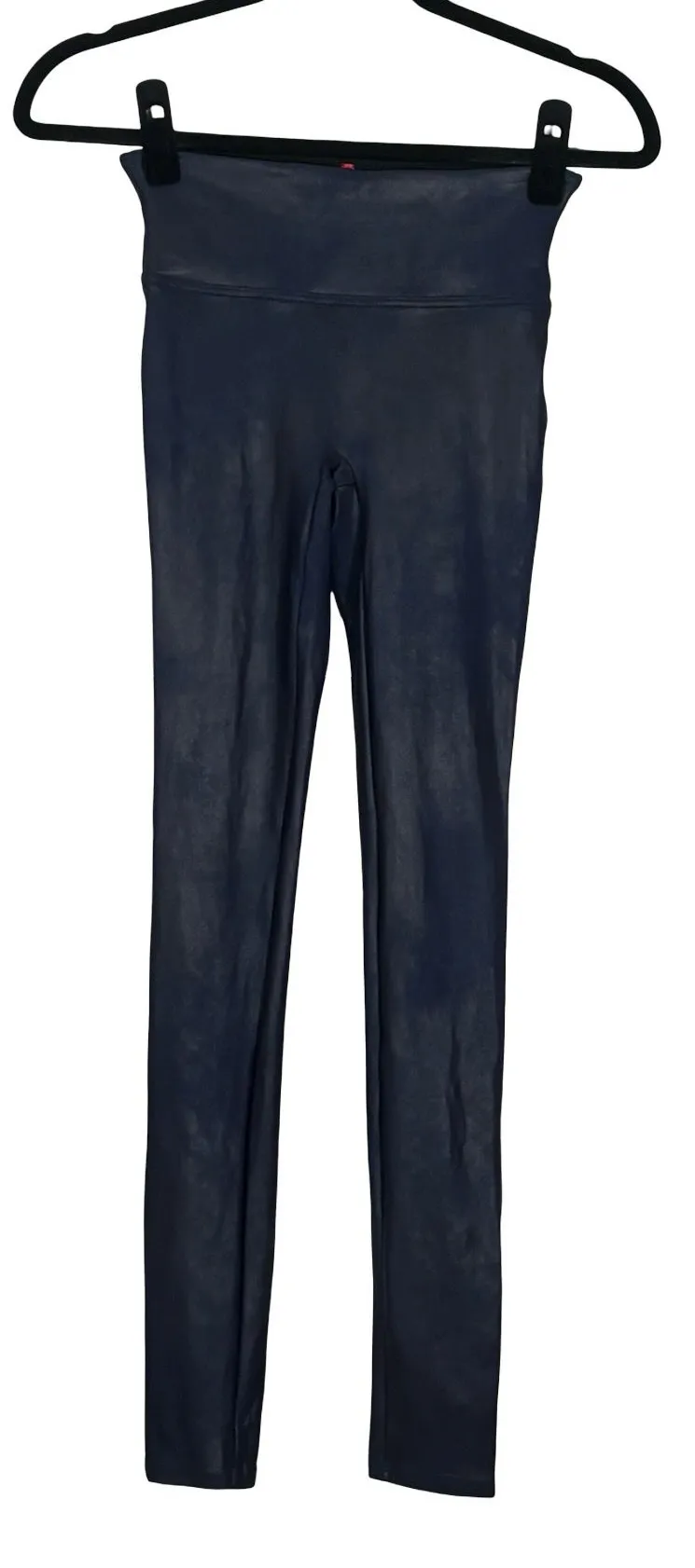 Spanx Night Navy Faux Leather Leggings Extra Small High Rise