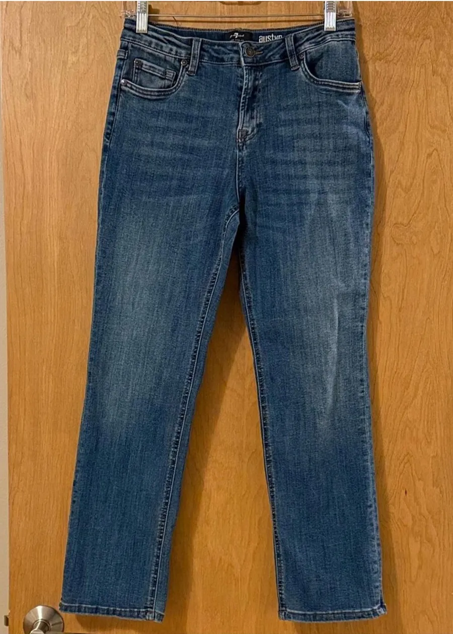 7 For All Mankind Austyn Relaxed Straight Denim Jeans Size 14