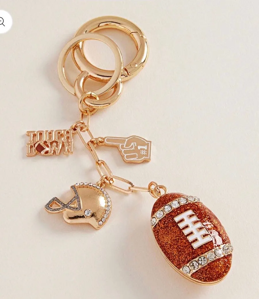 Football Charm Keychain / Bag Charm Gold
