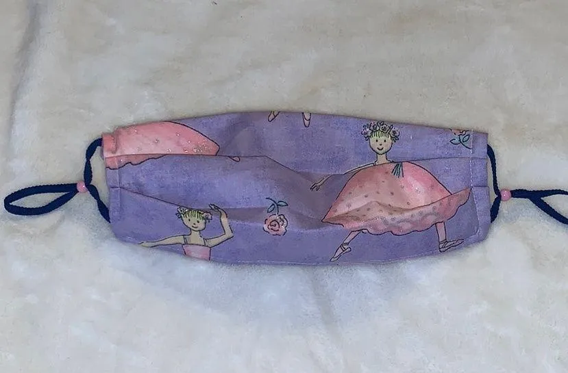 Fabric Face Mask Purple Pink Ballerina Princess