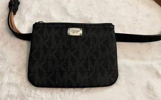 Michael Kors Black MK Logo Designer Belt Bag Fanny Pack Waist Bag