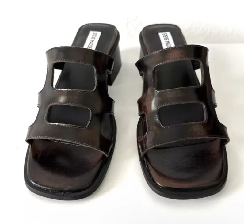 Steve Madden dark brown Leather Sandals Y2K