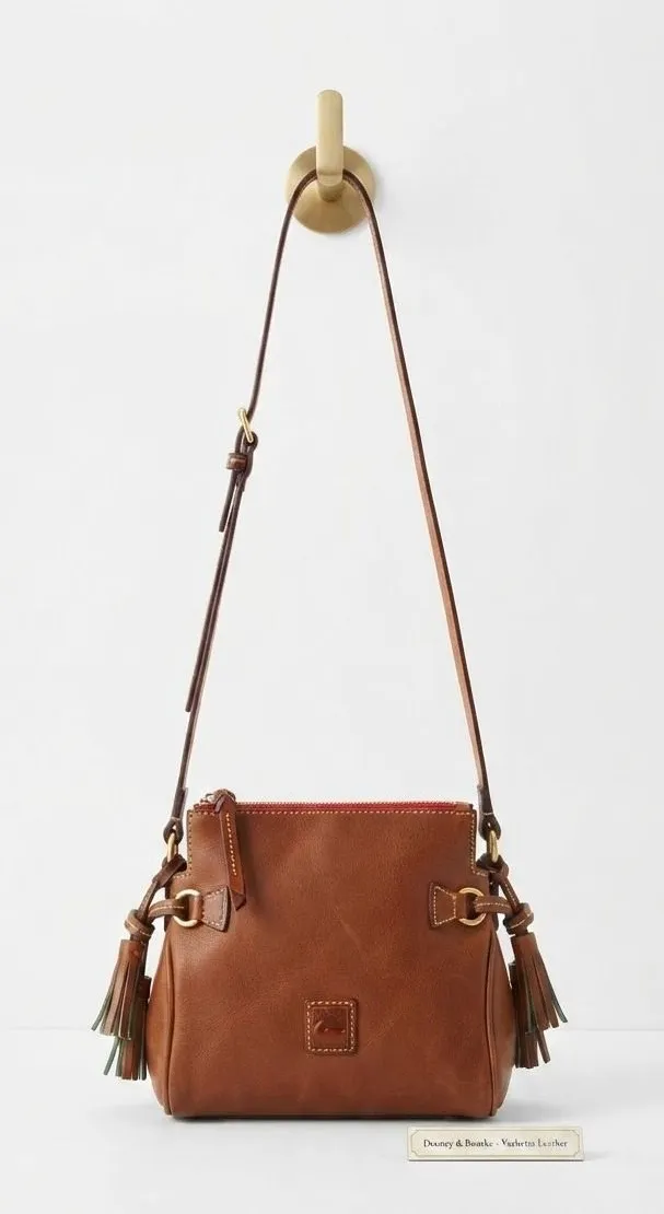 Dooney & Bourke Women Crossbody Bag Small Brown Vachetta Leather Tassel Detail