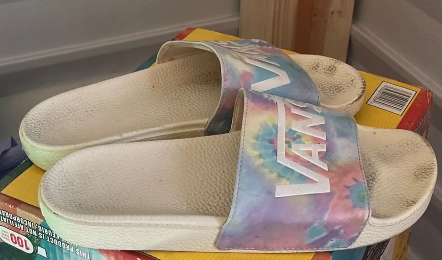 Vans Tie Dye Slides Sandals Women Size 8 Multi Color Pool Beach Casual