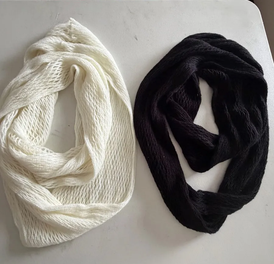 Cream and Black Knit Infinity Scarves