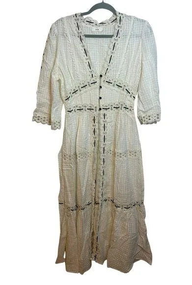 Rahi White Cotton Cottagecore Maxi Swim Cover Up