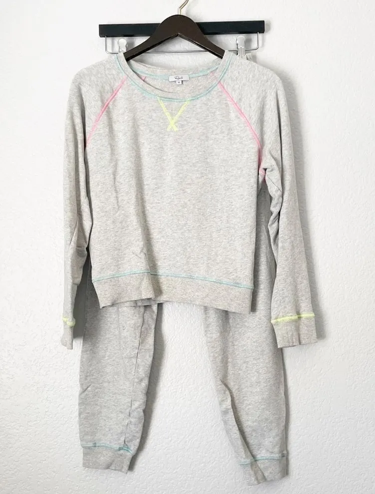 RAILS Theo Top & Devon Bottom Neon Heather Gray Sweat Set XS