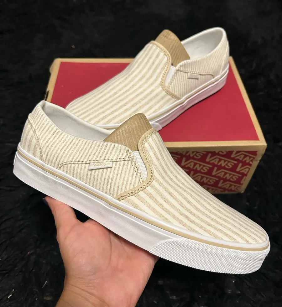 VANS off the wall Asher striped slip on shoes sneakers women’s 8 new
