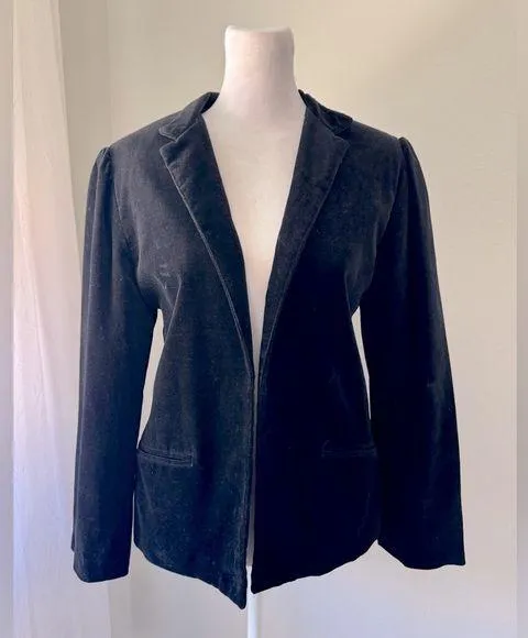 Vintage ‘80s Jon Woods New York Black Velvet Single Breasted Blazer