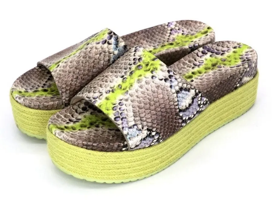 kate spade Zia Espadrille Platform Sandal Snake Print Leather Slide Size 11