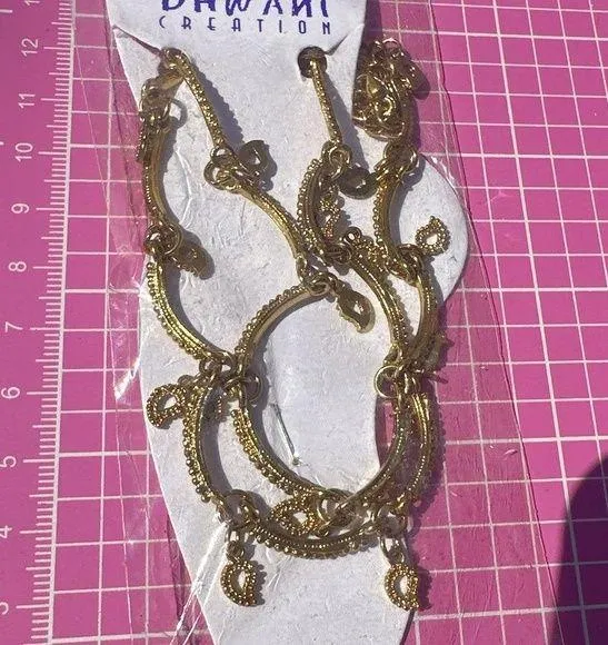 DHWANI creation Anklet good tone double chain teardrops adjustable new in bag Gold