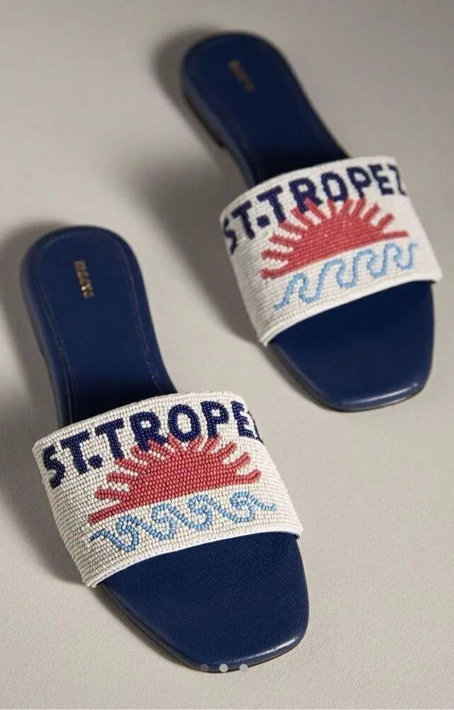 The Fiona Beaded Slide Sandals By Maeve-NWT