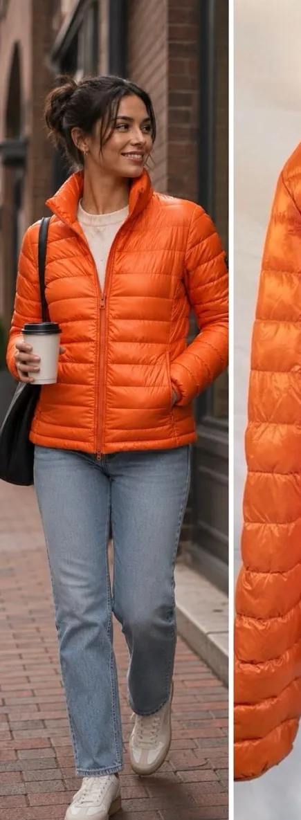 American Eagle 70/30 Down Lightweight Puffer Jacket Bright Orange Size Smallđź’š