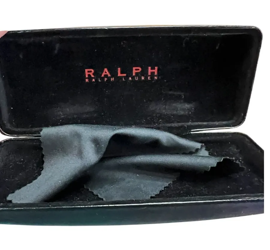 Ralph Lauren Black Hardshell Eyeglasses Case with Cleaning Cloth Logo Clamshell