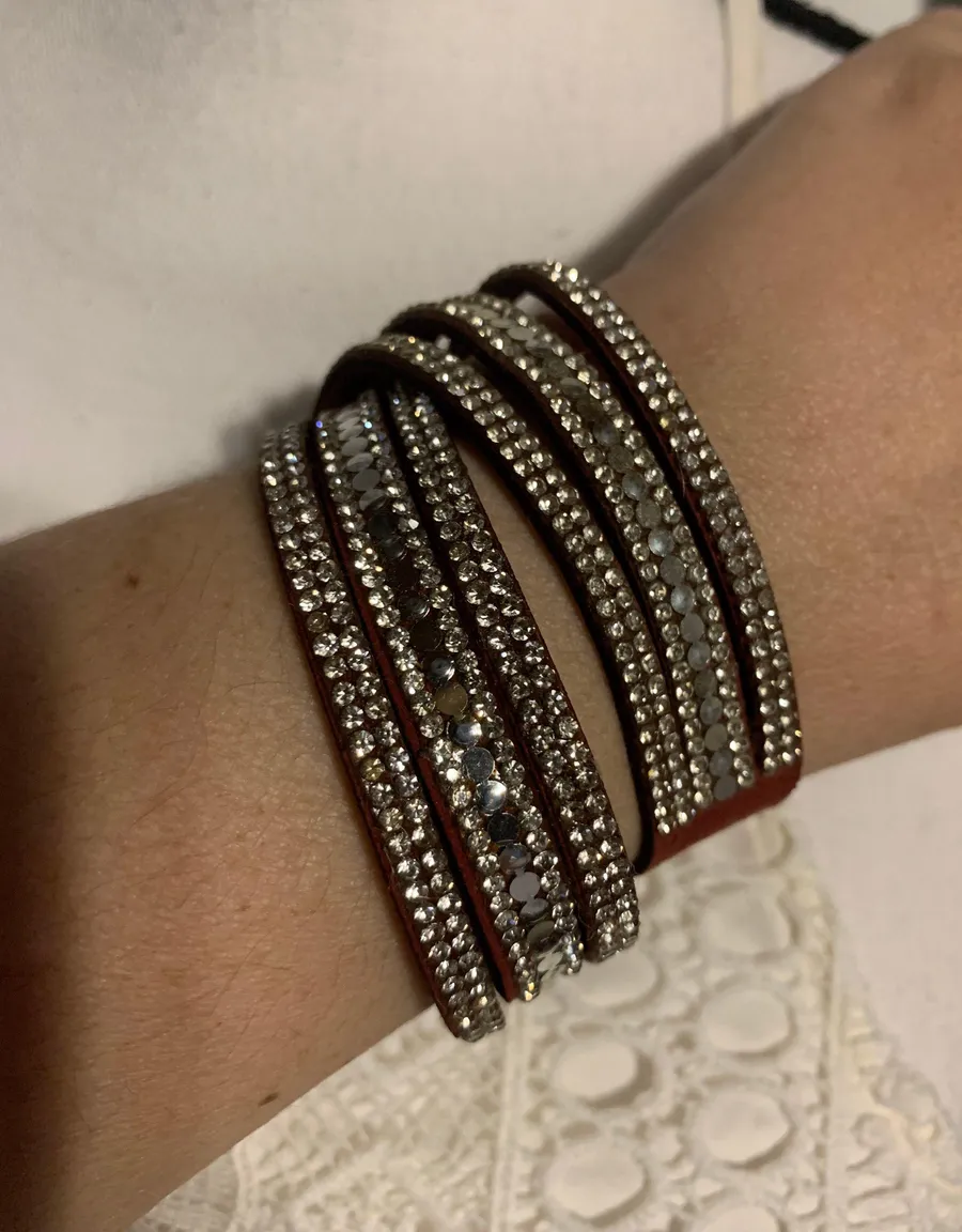 Redish Brown Rhinestone Wrap Bracelet