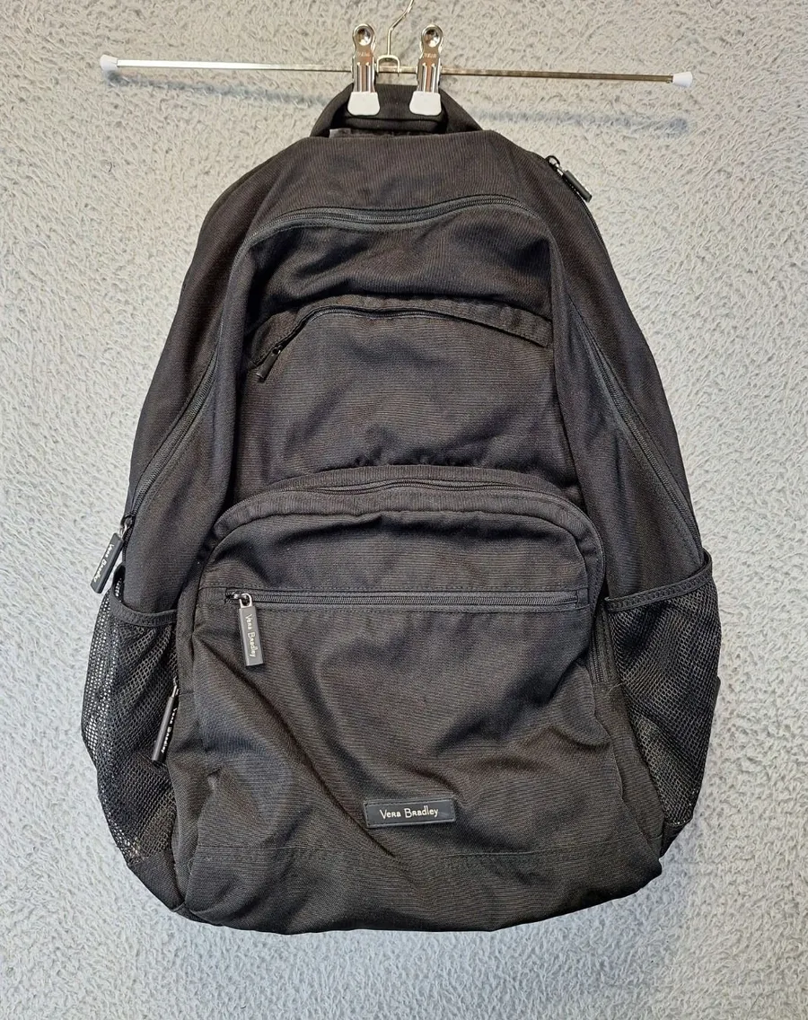 Vera Bradley Unisex Backpack Black Multi-Pockets Padded Shoulder Straps Bag