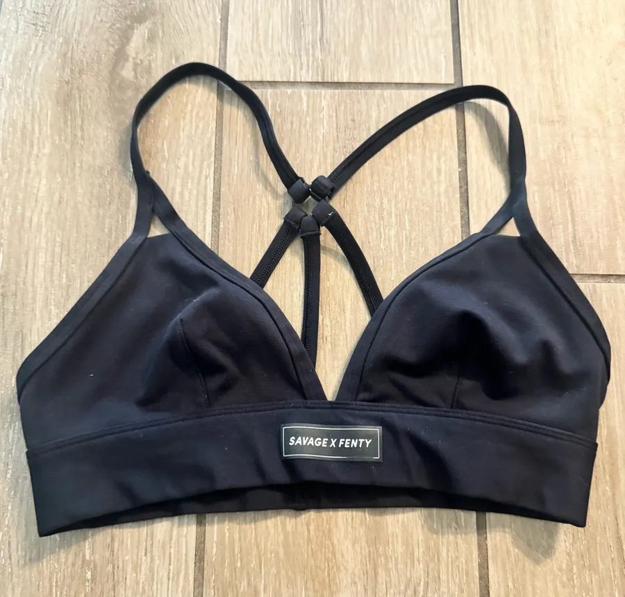 Savage X Fenty Black Strappy Triangle Bralette Size XS