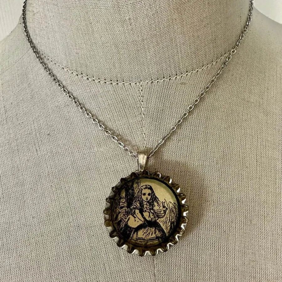 Alice in Wonderland Bottlecap Pendant Necklace