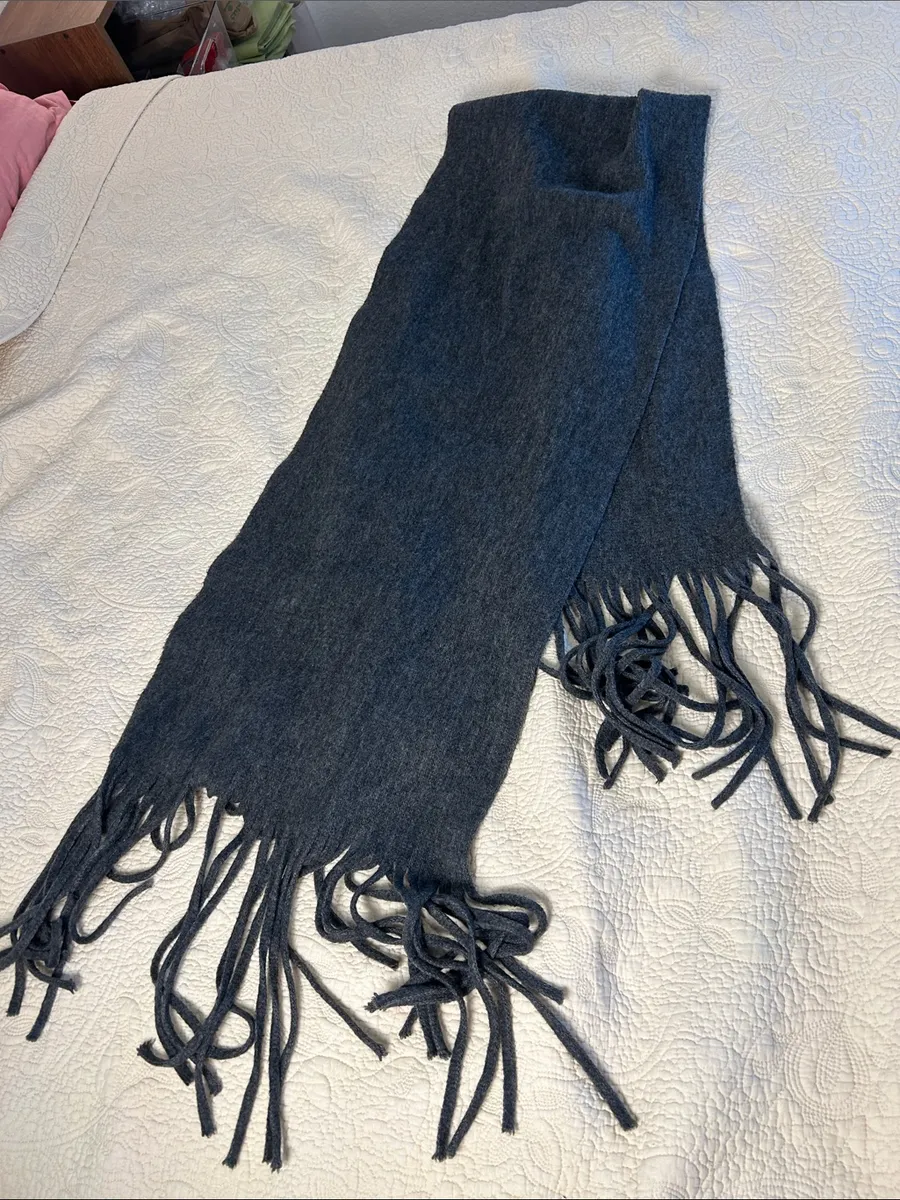Lucky Brand Charcoal Fringe Knit Scarf