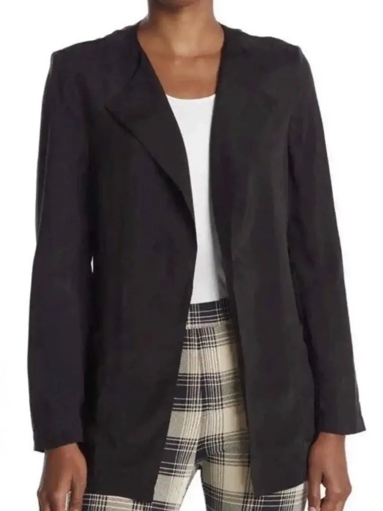 St. John Womens Black Sandwashed 100% Cupro Wrap Jacket Size Medium NWT