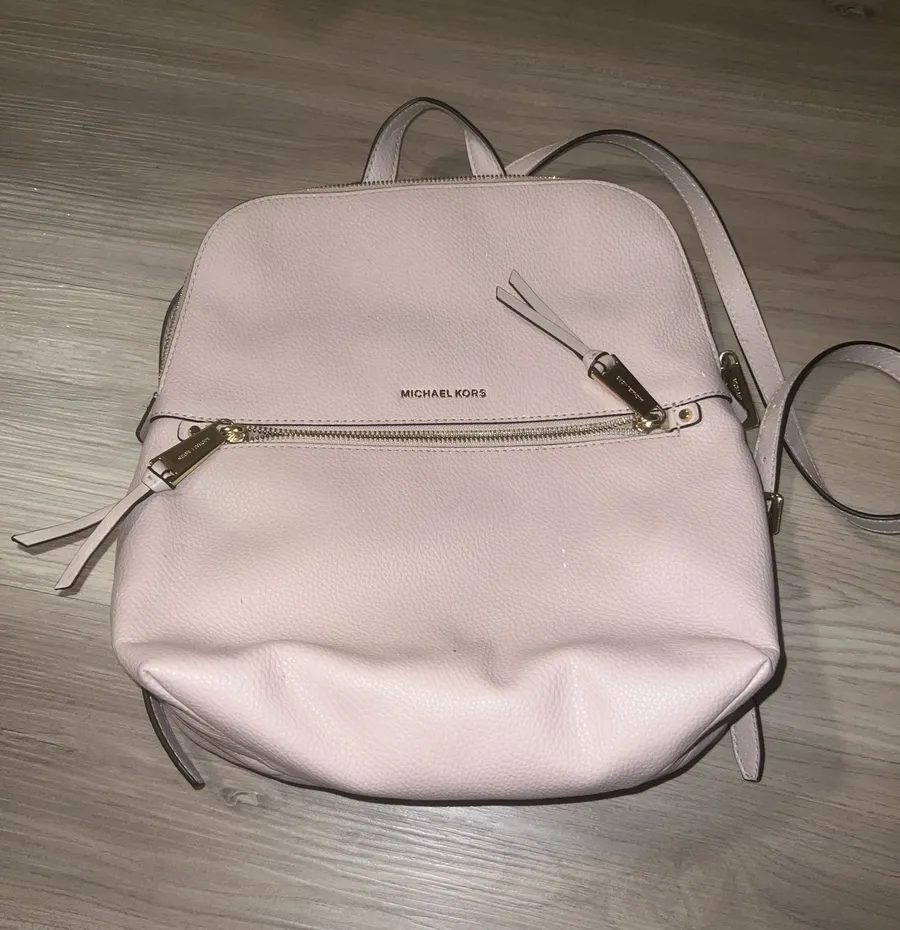 Michael Kors Rhea Medium Pebbled Slim Backpack Blush Pink