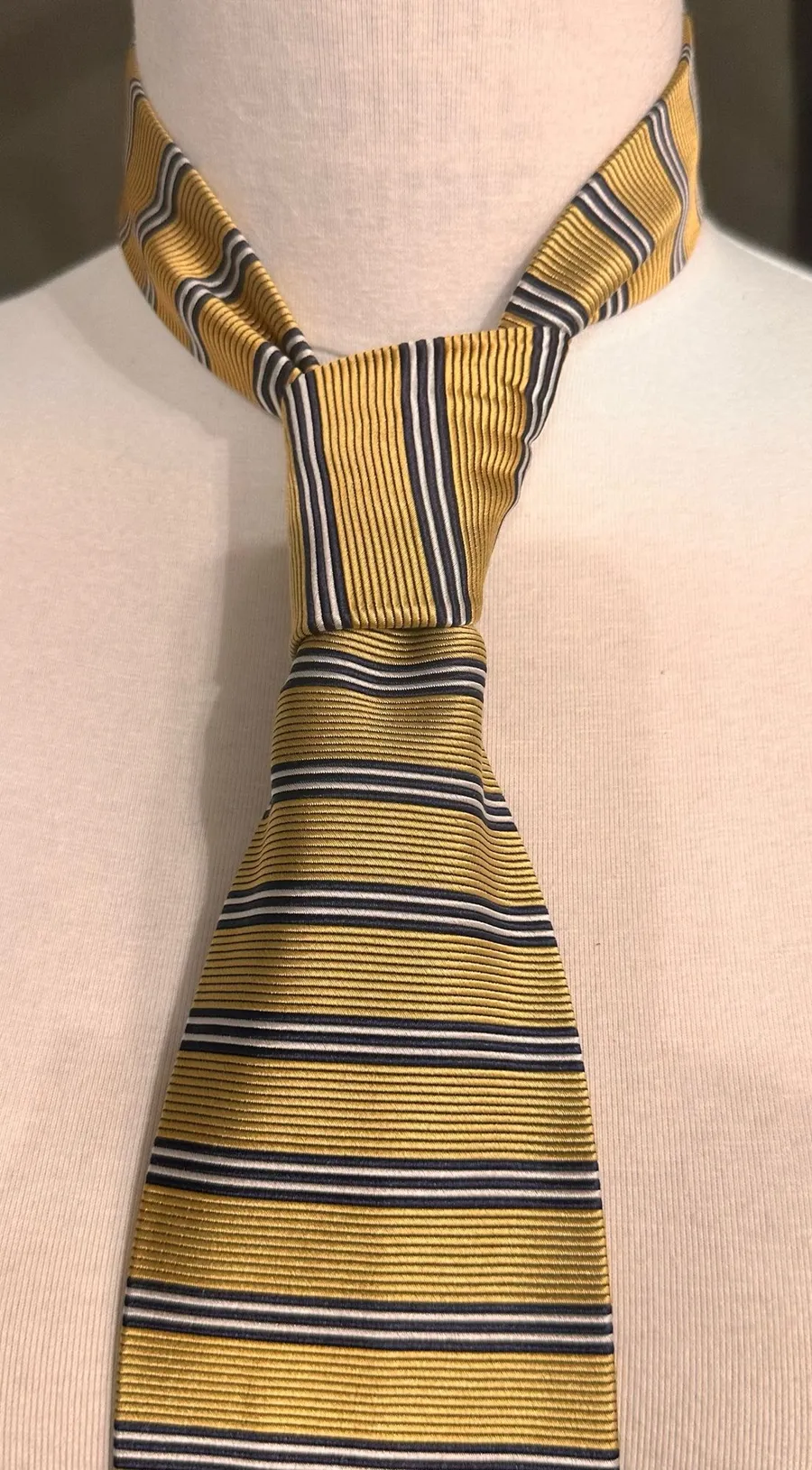 Jos.A.Bank Executive Collection Tie Men's Vintage Silk Gold Striped Necktie