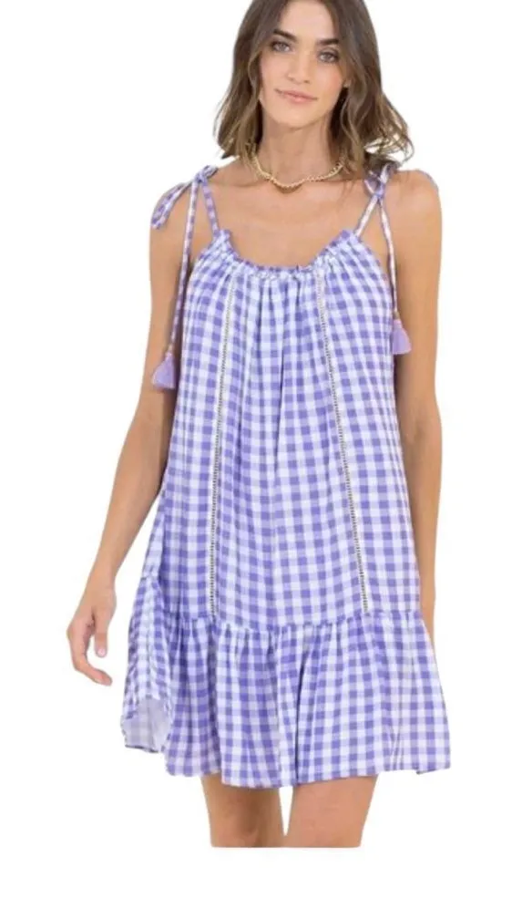 Maaji SEERSUCKER MAGNOLIA COVER-UP DRESS IN PURPLE M