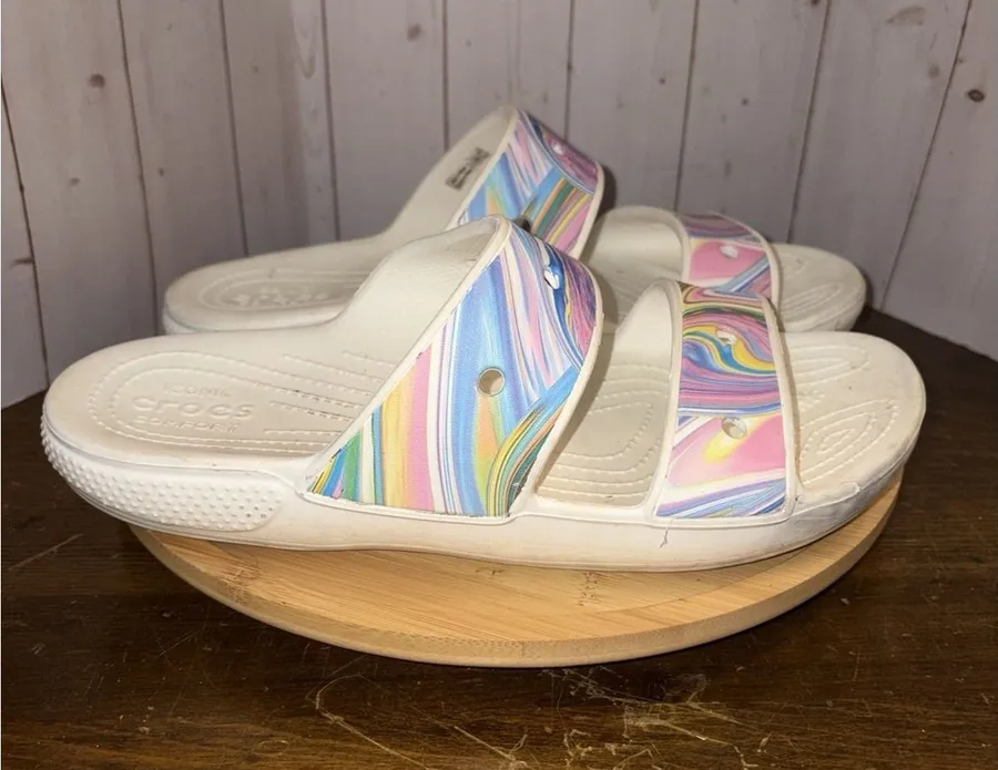 Crocs Unisex Classic Out of this World 2-Strap Slides Size Mens 9 Womens 11
