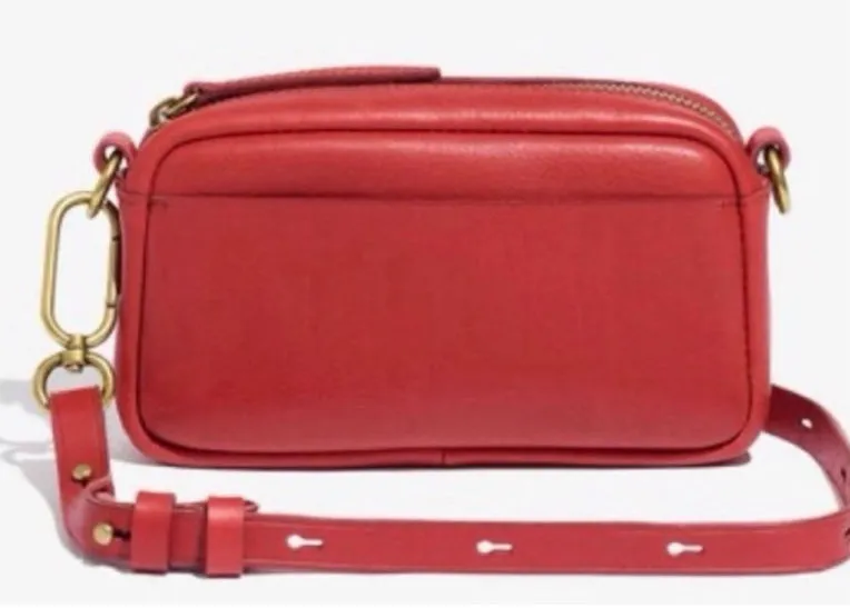 Madewell Red Italian Leather Crossbody Carabiner Bag