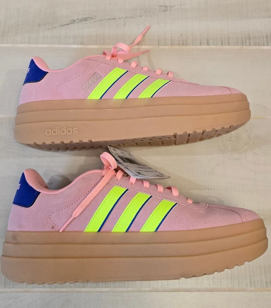 {8.5} NWT Adidas VL Court Bold Pink Spark Lucid Lemon Lucid Blue Skateboarding