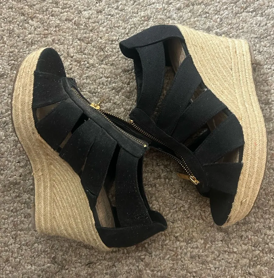 Black Espadrille Wedge Sandals